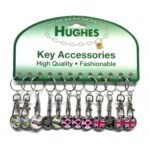 CARD OF 12 ASSORTED TROLLEY COIN KEY RINGS - NEW TYPE