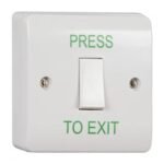 CQR AEB1NR Surface Mounted Plastic Exit Switch - Legend "Press To Exit" - White (LEAD TIME: 2-3 DAYS)