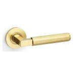Alexander & Wilks AW200SBPVD Hurricane Knurled Lever On Round Rose - Satin Brass PVD (LEAD TIME: 2-3 DAYS)