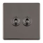 Eurolite ECBNT2SW 2 GANG 10AMP 2WAY TOGGLE SWITCH BLACK NICKEL PLATE (LEAD TIME: 2-3 DAYS)